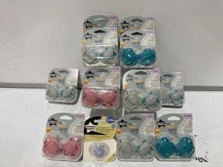 BOX OF TOMMEE TIPPEE 0-6 MONTHS MODA MIDNIGHT JUNGLE SOOTHERS AND TOMMEE TIPPEE 0-2 MONTHS NEWBORN PACIFIER TOTAL RRP £576