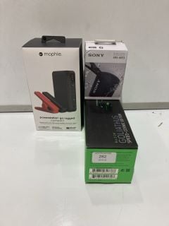 QTY OF ASSORTED ITEMS TO INCLUDE MOPHIE POWERSTATION GO RUGGED COMPACT