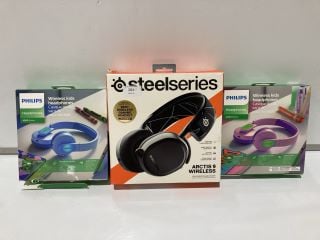 2 X PHILIPS WIRELESS KIDS HEADPHONES 4000 SERIES TO INCLUDE STEELSERIES ARCTIS 9 WIRELESS HEADPHONES