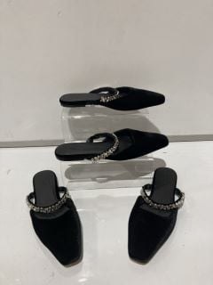 2 X THE WHITE COMPANY SEVERN JEWELLED VELVET MULE SHOES BLACK SIZE 9 TOTAL RRP £196