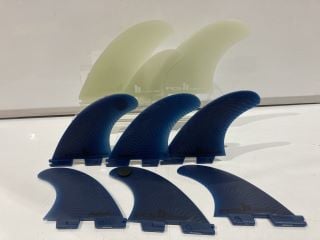 3 X FCS II PERFORMER NEO GLASS LARGE PACIFIC TRI FINS AND FCS II POWER TWIN+1 PG CLEAR RETAIL FINS TOTAL RRP £299