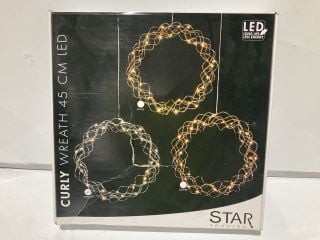 BOX OF STAR TRADING CURLY WREATH 45CM LED AND KRIST+ SET CHRISTMAS BALLS MULTI