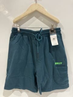 2 X HURLEY SMALL EXP RANGER FLEECE SHORTS TEAL AND HURLEY H2O-DRI ACE SS POLO TEAL TOTAL RRP £54