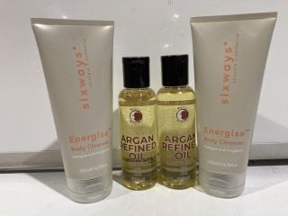 BOX OF SIXWAYS ENERGISE BODY CLEANSER AND MYSTIC MOMENTS 100% PURE ARGAN REFINED OIL