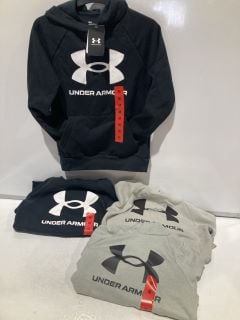 QTY OF ASSORTED CLOTHING TO INCLUDE UNDER ARMOUR UA RIVAL FLEECE HOODIE SIZE BOYS M