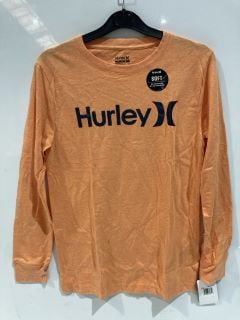 4 X HURLEY 12-13 YEARS BOYS LONG SLEEVE TEE T-SHIRT CLEMENTINE HEATHER AND HURLEY HRLB ONE AND ONLY BOYS TEE BLACK 12-13 YEARS AND HURLEY BEACHRIDER 2.5" BOARDSHORT SMALL PURPLE TOTAL £75