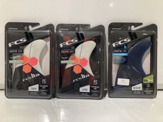 3 X FCS II PERFORMER NEO GLASS MEDIUM PACIFIC TRI FINS NAVY AND FCS II CI PC LARGE WHITE TRI RETAIL FINS TOTAL RRP £270