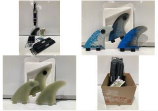 BOX OF ASSORTED ITEMS TO INCLUDE FCS PC-5 BLUE SMOKE TRI RETAIL FINS TOTAL RRP £307