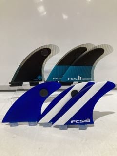 BOX OF ASSORTED ITEMS TO INCLUDE FCS ARC PC LARGE TRI FIN SET TOTAL RRP £352