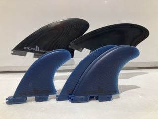 BOX OF ASSORTED ITEMS TO INCLUDE FCS II PERFORMER NEO GLASS MEDIUM PACIFIC TRI-QUAD FINS TOTAL RRP £401