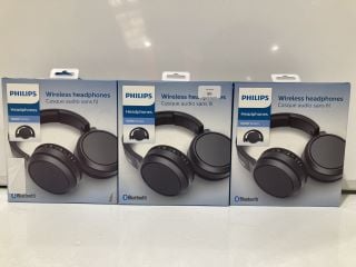 3 X PHILIPS WIRELESS HEADPHONES 5000 SERIES BLACK TOTAL RRP £94