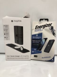 MOPHIE 3 IN 1 TRAVEL CHARGER WITH MAGSAFE AND ENERGIZER ULTIMATE POWER BANK 10,000MAH TOTAL RRP £180