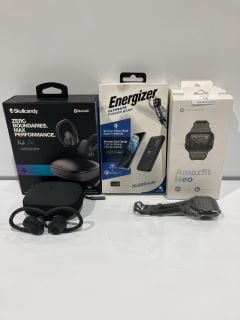 SKULLCANDY ZERO BOUNDARIES MAX PERFORMANCE AND ENERGIZER ULTIMATE POWER BANK AND X2 AMAZFIT NEO WATCH TOTAL RRP £120