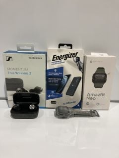 SENNHEISER MOMENTUM TRUE WIRELESS 2 AND ENERGIZER ULTIMATE POWER BANK + AMAZFIT NEO WATCH TOTAL RRP £210