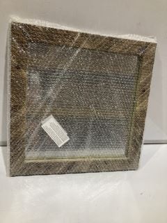 QTY OF STONEBRIAR 20X20 SQUARE TEXTURED WOODEN CHEVRON HANGING WALL MIRROR RRP £180.85