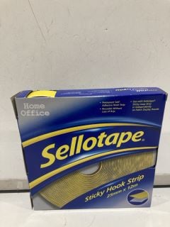 1X BOX SELLOTAPE STICKY HOOK STRIP 25MM X 12M