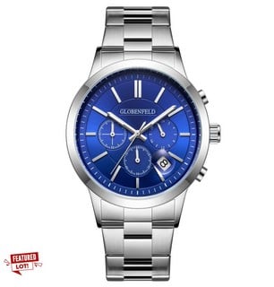 HAND ASSEMBLED GLOBENFIELD LIMITED EDITION MARKSMAN WATCH SILVER/BLUE £425