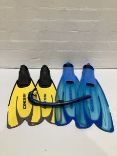 4 X CRESSI FINE SNORKELING/SWIMMING AND CRESSI DRY SNORKEL £223