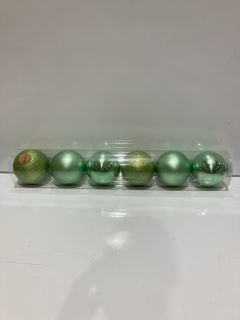 QTY OF GIANT GREEN GLITTER BAUBLES