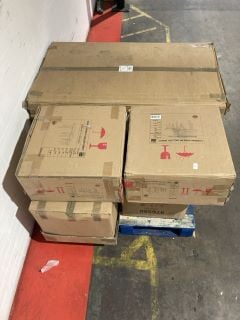 PALLET OF ASSORTED ITEMS TO INCLUDE: HUDSON LIVING BY GALLERY DIRECT. BERGEN NEST OF TABLES GREY X 2