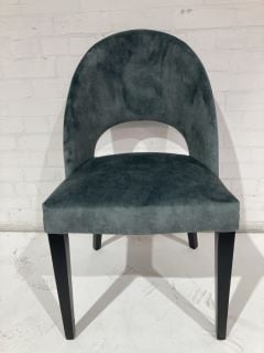 JOHN LEWIS 2X MORITZ DINING CHAIRS VELVET AQUA BLACK LEGS RRP £598