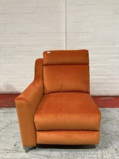 ORANGE VELVET SOFA (MISSING HALF)