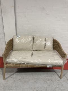 JOHN LEWIS BURFORD 2 SEATER RATTAN GARDEN SOFA WITH CUSHIONS