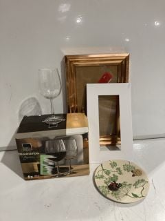 QTY OF ASSORTED ITEMS TO INCLUDE ROYAL LEERDAM DEGUSTATION WINE GLASSES, KITCHEN CRAFTS BREAD BIN