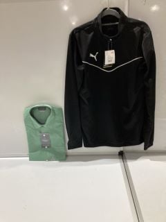 QTY OF CLOTHING TO INCLUDE PUMA DRY CELL 1/4 ZIP TOP SHIRT BLACK SIZE S