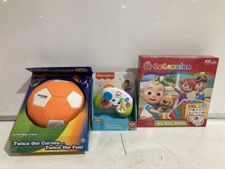 BOX OF ASSORTED CHILDRENS TOYS TO INCLUDE STAY ACTIVE KICKERBALL BY SWERVE BALL