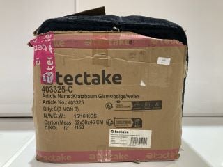 QTY OF ASSORTED TECTAKE ITEMS TO INCLUDE CAT SCRATCH HOUSE WITH POSTS 195 CM, ALUMINUM DOG CRATE SINGLE