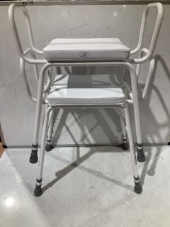 2 HEIGHT ADJUSTABLE PERCHING STOOL WITH PADDED SEAT - WHITE TOTAL RRP £137.98