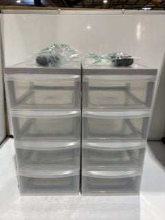 2 PLASTIC STORAGE DRAWERS WITH 4 DRAWERS