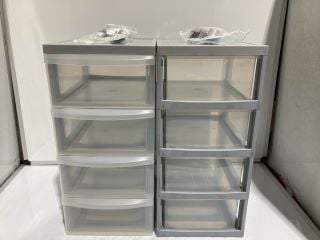 2 PLASTIC STORAGE UNITS WITH WHEELS FOR VARIOUS PURPOSES