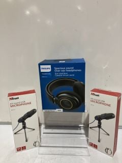 PHILIPS 9000 SERIES HEADPHONES & 2 TRUST ALL ROUND USB MICROPHONES