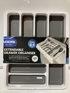 QTY OF HOUSEHOLD ITEMS TO INCLUDE ADDIS EXTENDABLE DRAWER ORGANISER