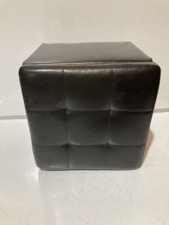 BLACK LEATHER STOOL WITH STORAGE COMPARTMENT