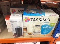 QUANTITY OF  ITEMS TO INCLUDE TASSIMO BY BOSCH SUNY 'SPECIAL EDITION' TAS3107GB COFFEE MACHINE,1300 WATT, 0.8 LITRE - CREAM: LOCATION - RACK A