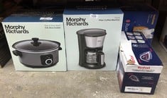 QUANTITY OF  ITEMS TO INCLUDE MORPHY RICHARDS 162501 EQUIP FILTER COFFEE MACHINE, GLASS, 1000 W, 1.2 LITERS, BRUSHED STEEL: LOCATION - RACK A