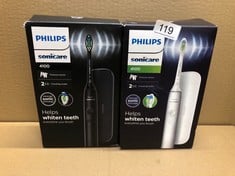 PHILIPS SONICARE 4100 - PHILIPS SONICARE ELECTRIC TOOTHBRUSH FOR ADULTS WITH 1 X PHILIPS W2 OPTIMAL WHITE SONIC BRUSH HEAD IN WHITE, SLIM TRAVEL CASE AND USB CHARGER (MODEL HX3683/33) + PHILIPS SONIC