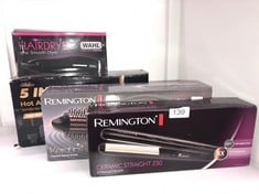 QUANTITY OF HEALTH & BEAUTY ITEMS TO INCLUDE REMINGTON KERATIN PROTECT HEATED HOT HAIR BRUSH FOR VOLUME, BODY, BOUNCE AND BLOW-DRY STYLE CURLS (45MM MIXED BRISTLE BRUSH, KERATIN & ALMOND OIL INFUSED