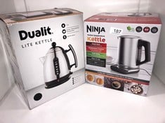 DUALIT LITE KETTLE - 1.5L JUG KETTLE - POLISHED WITH BLACK TRIM, HIGH GLOSS FINISH - FAST BOILING KETTLE BY DUALIT - 72010 AND NINJA PERFECT TEMPERATURE KETTLE : LOCATION - RACK A