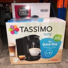 TASSIMO BY BOSCH SUNY 'SPECIAL EDITION' TAS3102GB COFFEE MACHINE,1300 WATT, 0.8 LITRE - BLACK AND NESCAFE DOLCE GUSTO INFINISSIMA COFFEE MACHINE : LOCATION - RACK A