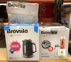 QUANTITY OF KITCHEN & APPLIANCES ITEMS TO INCLUDE BREVILLE BOLD BLACK ELECTRIC KETTLE | 1.7L | 3KW FAST BOIL | BLACK & SILVER CHROME [VKT221]: LOCATION - RACK B