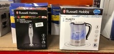 QUANTITY OF KITCHEN & APPLIANCES ITEMS TO INCLUDE RUSSELL HOBBS FOOD COLLECTION ELECTRIC HAND BLENDER, 2 SPEEDS AND PULSE TECHNOLOGY, DETACHABLE BLENDING LEG FOR EASY CLEANING, STAINLESS STEEL BLADES