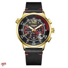 GAMAGES OF LONDON LIMITED EDITION HAND ASSEMBLED INDICATOR MECHANICAL QUARTZ GOLD RED WATCH - RRP £825, SKU: GA 1982: LOCATION - TOP 50 RACK