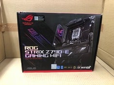 1 X ASUS ROG STRIX Z790-E GAMING WIFI INTEL® Z790 LGA 1700 ATX MOTHERBOARD, 18 + 1 POWER STAGES, DDR5, FIVE M.2 SLOTS, PCIE® 5.0, WIFI 6E, USB 3.2 GEN 2X2 TYPE-C® WITH PD 3.0 UP TO 30W, AND AURA SYNC