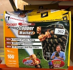 4 X POCKET HOSE COPPER BULLET 100 FT - NEW & EXPANDING - TOUGH, DURABLE, LIGHTWEIGHT & EASY TO USE - GARDEN EQUIPMENT - FLEXIBLE COLLAR TO PREVENT LEAKS - INCLUDES ADJUSTABLE 3 SPEED NOZZLE: LOCATION