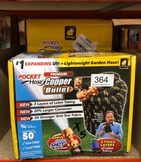 5 X POCKET HOSE COPPER BULLET 50 FT - NEW & EXPANDING - TOUGH, DURABLE, LIGHTWEIGHT & EASY TO USE - GARDEN EQUIPMENT - FLEXIBLE COLLAR TO PREVENT LEAKS - INCLUDES ADJUSTABLE 3 SPEED NOZZLE: LOCATION