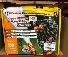 4 X POCKET HOSE COPPER BULLET 100 FT - NEW & EXPANDING - TOUGH, DURABLE, LIGHTWEIGHT & EASY TO USE - GARDEN EQUIPMENT - FLEXIBLE COLLAR TO PREVENT LEAKS - INCLUDES ADJUSTABLE 3 SPEED NOZZLE: LOCATION